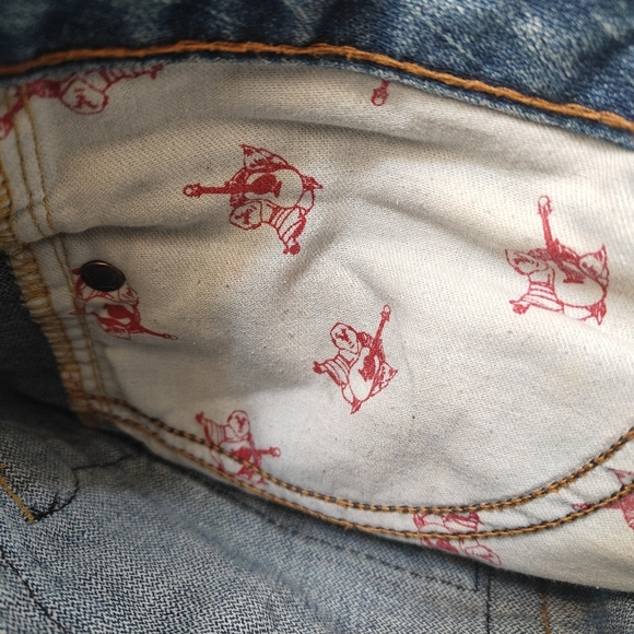 True Religion Size 27 Vintage Joey Patch Blue Jeans Low Rise Flare Boot Cut - Picture 7 of 8